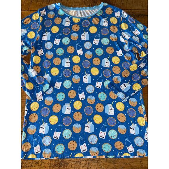 Little Sleepies 2 Piece Blue Cookies & Milk Lunaluxe Bamboo Pajamas Size Large - Picture 2 of 9